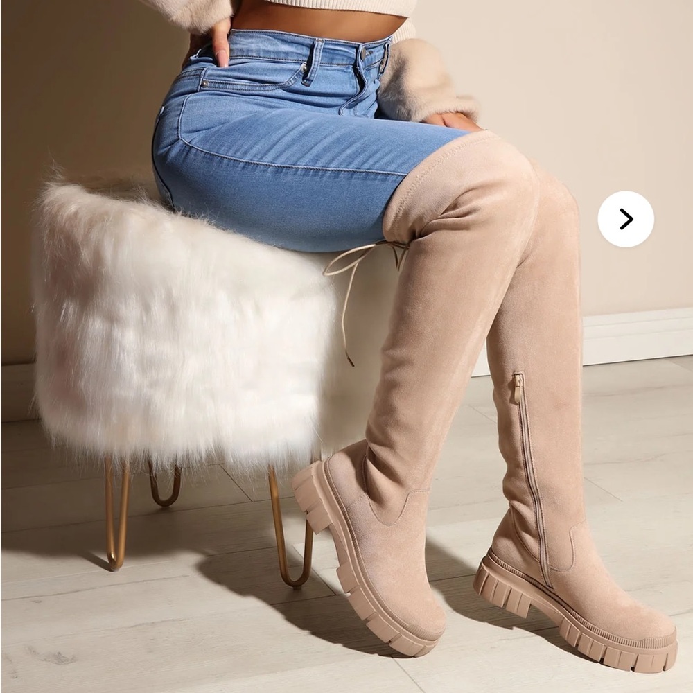 Fashion Nova Beige Over-the-Knee Boots